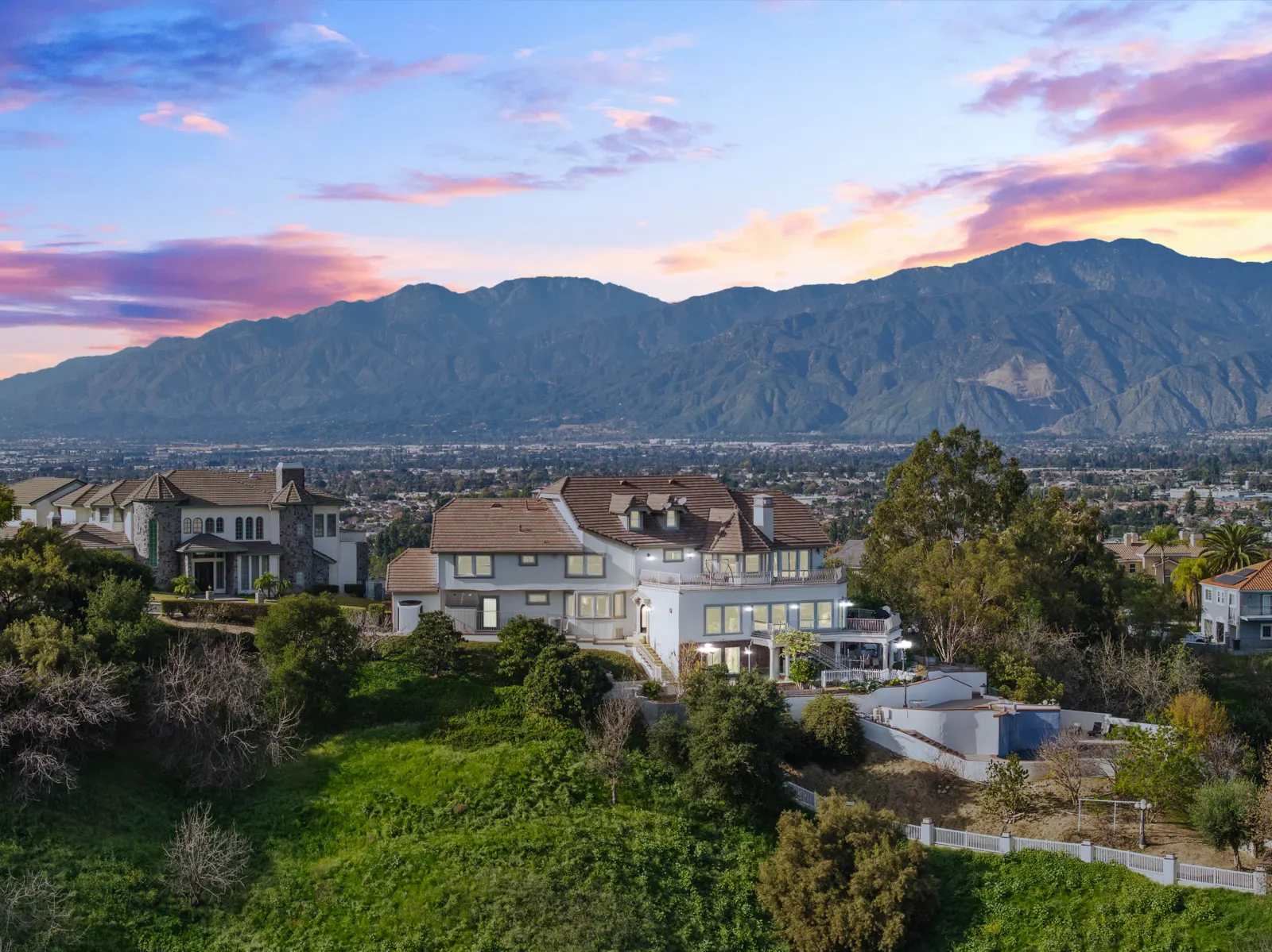Valley and mountain views at dusk