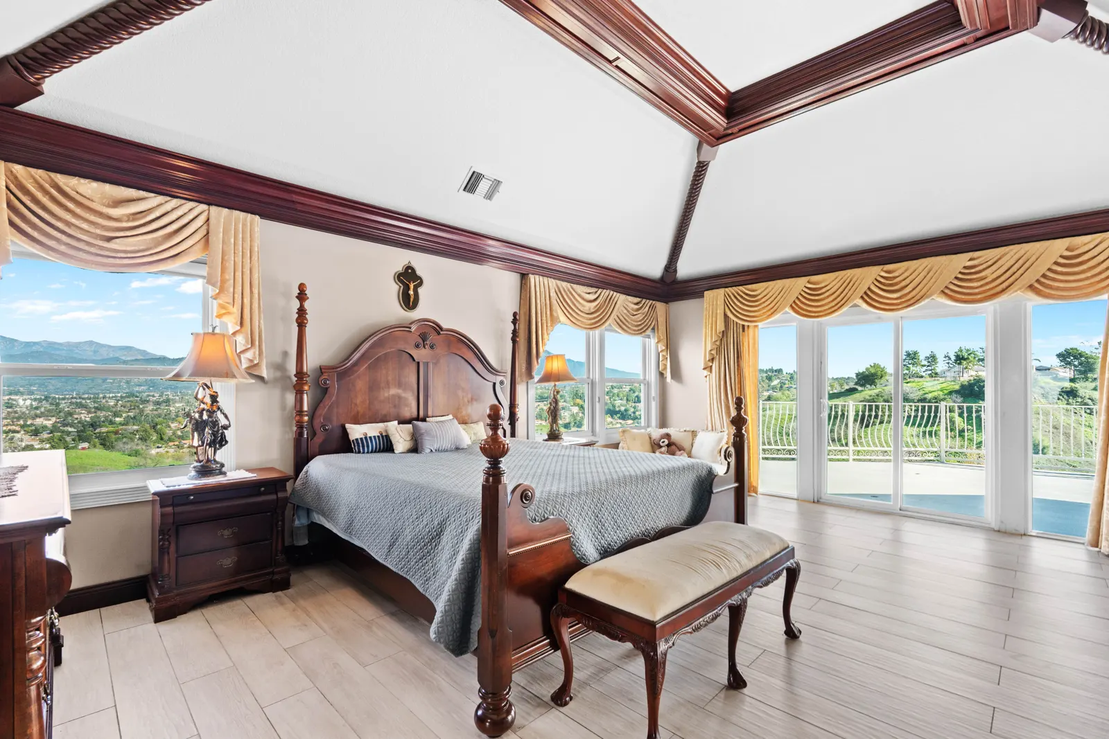 Primary bedroom suite with view